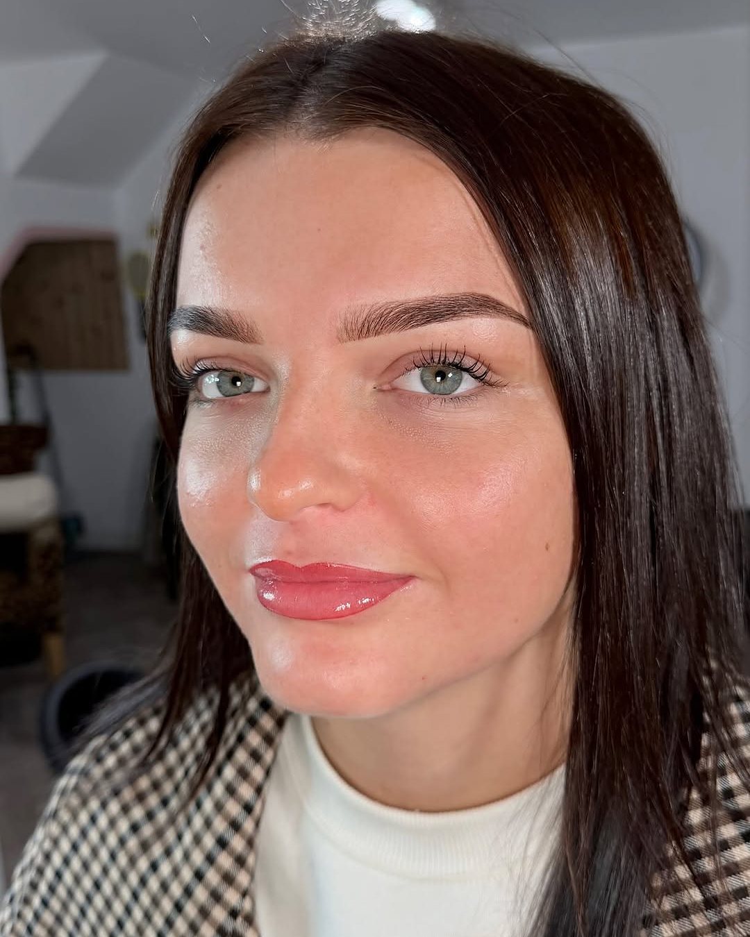 A Brow Ink client with ombré brows and lip blush